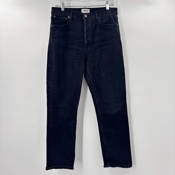 Agolde Riley High Rise Straight Leg Jeans Black Size 29 - Picture 1 of 5
